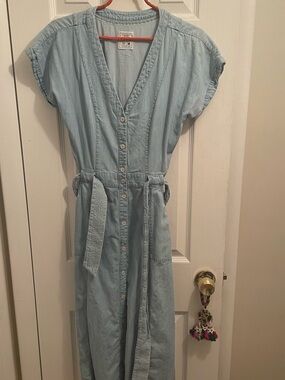 FatFace Light Blue Denim Shirt Dress with Belt